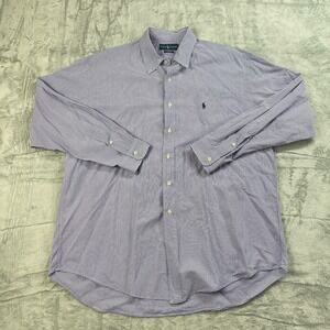 Ralph Lauren Blake Shirt Mens XL Purple Gingham Pony Logo Collared Button Down